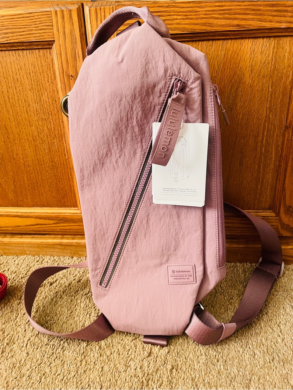 lululemon athletica mauve pink sling belt bag